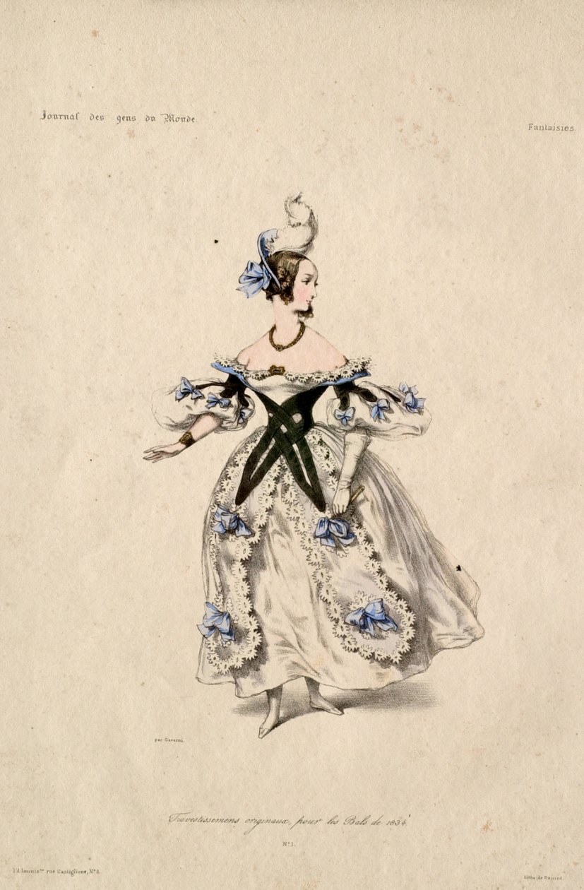 Trajes de máscara originais para os bailes de 1834 de Paul Gavarni