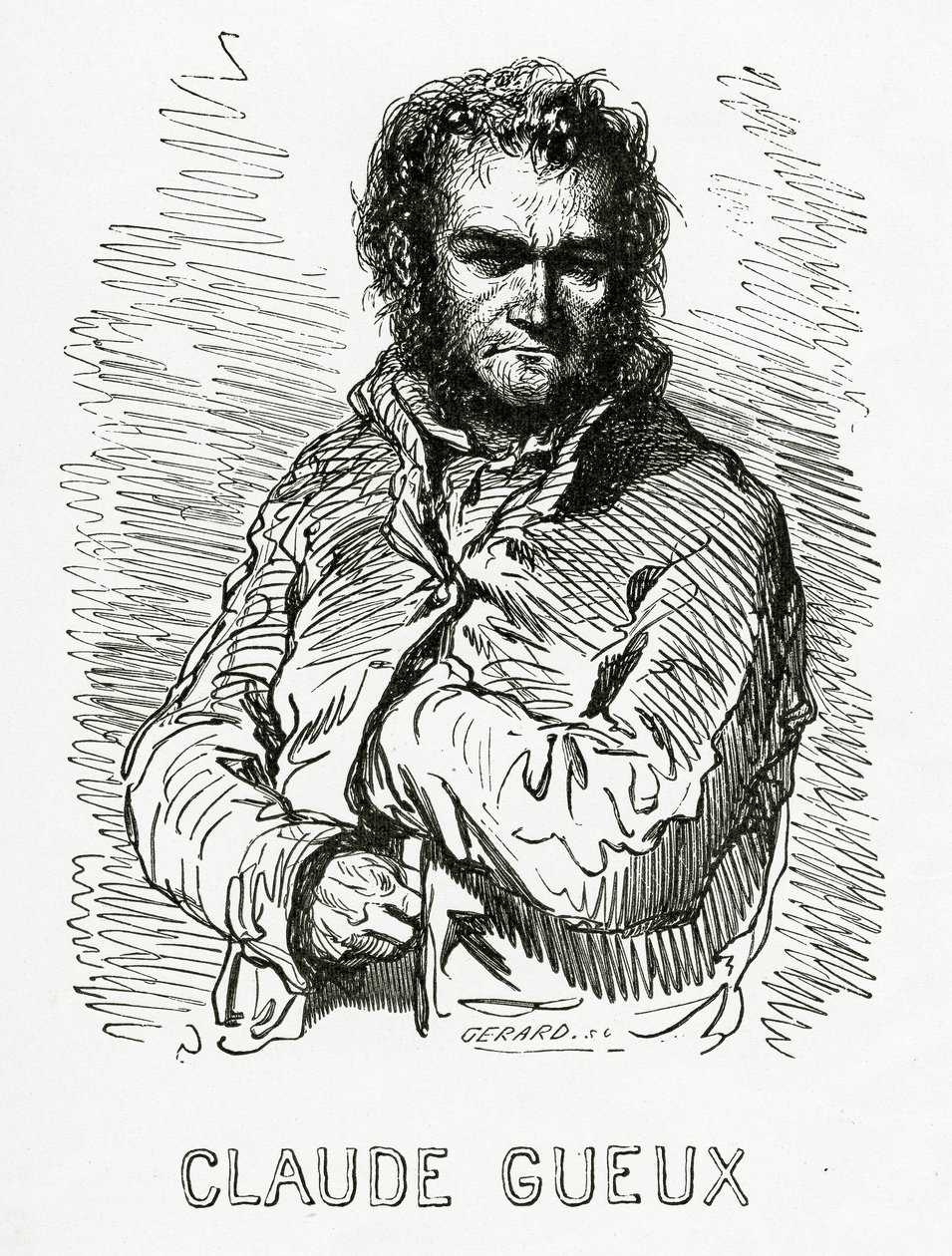 Retrato de Claude Gueux, 1834 (gravura de bw) de Paul Gavarni