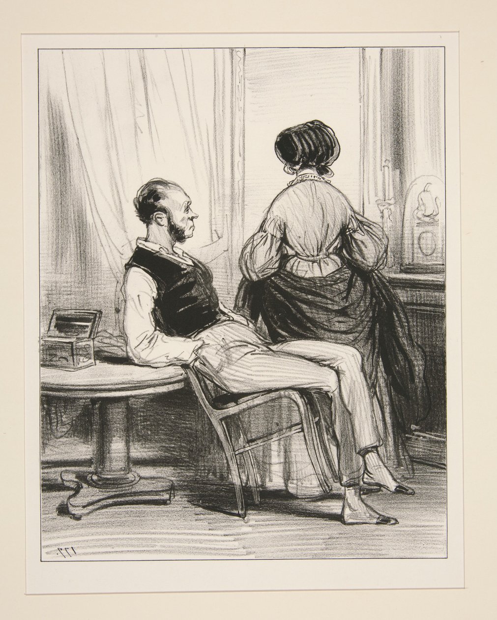 Que tens? - Acabei de encontrar Jules com Madame Bouvier!... de Paul Gavarni