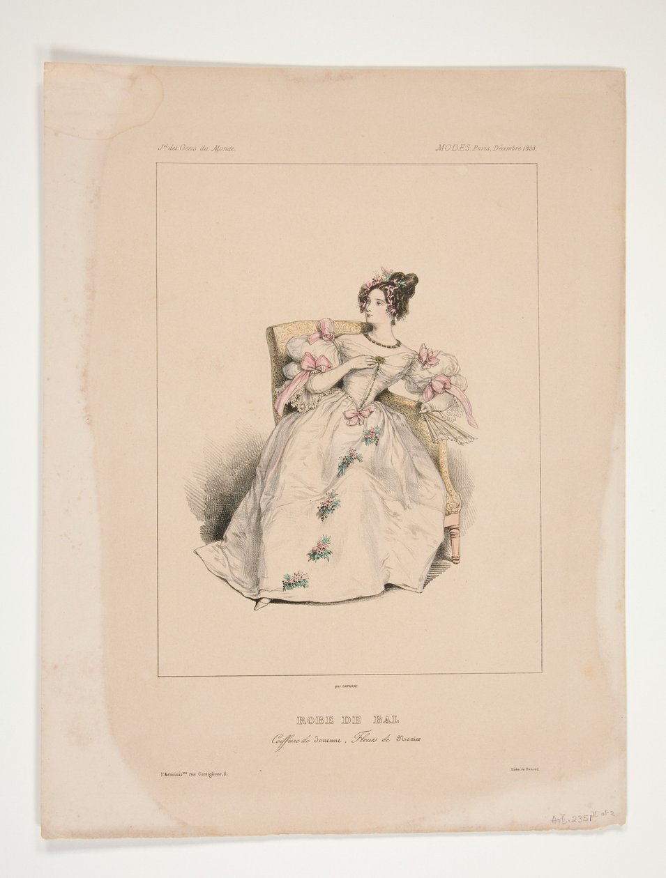 Vestido de baile. Penteado Jouenne, flores de Nattier. de Paul Gavarni