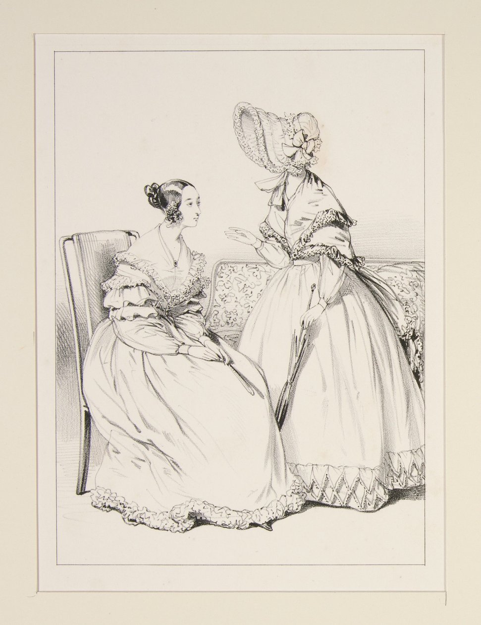 SETEMBRO DE 1838. Vestido de musselina guarnecido com folhos de renda; ... de Paul Gavarni