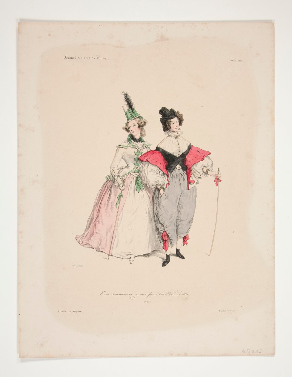ORIGINAL TRAVESTISSEMENS (sic) para os bailes de 1834. Nos. 2 e 3. de Paul Gavarni