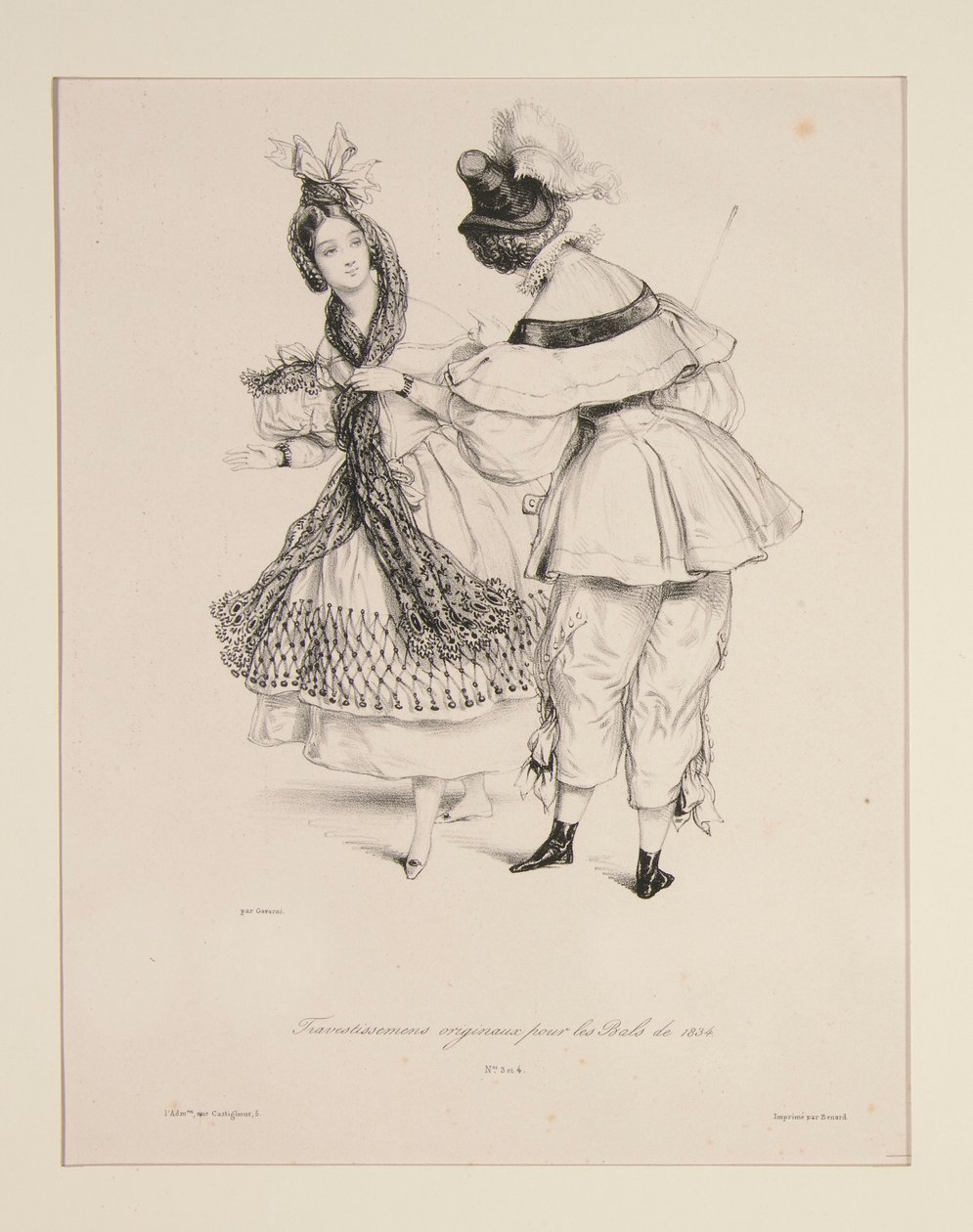 ORIGINAL TRAVESTISSEMENS (sic) para as bolas de 1834. Nos. 3 e 4. de Paul Gavarni