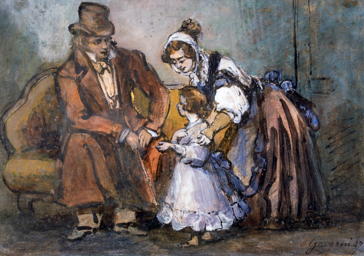 A família feliz, 1847 de Paul Gavarni