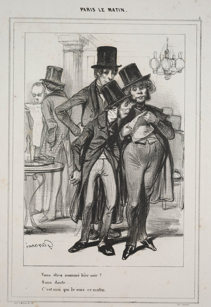 Você foi nomeado ontem à noite ..., da série Paris Le Matin, 1839. de Paul Gavarni