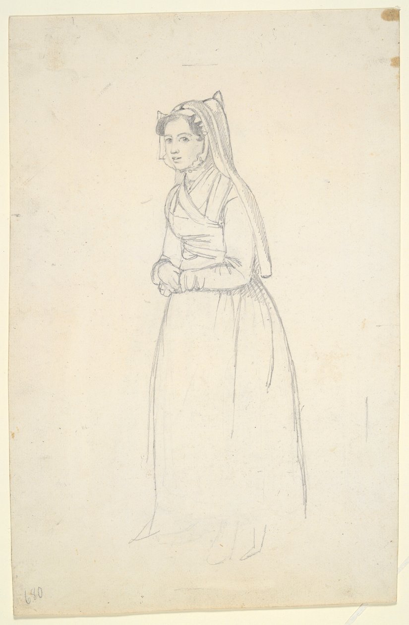 Mulher em traje de camponesa (reto e verso) de Paul Gavarni