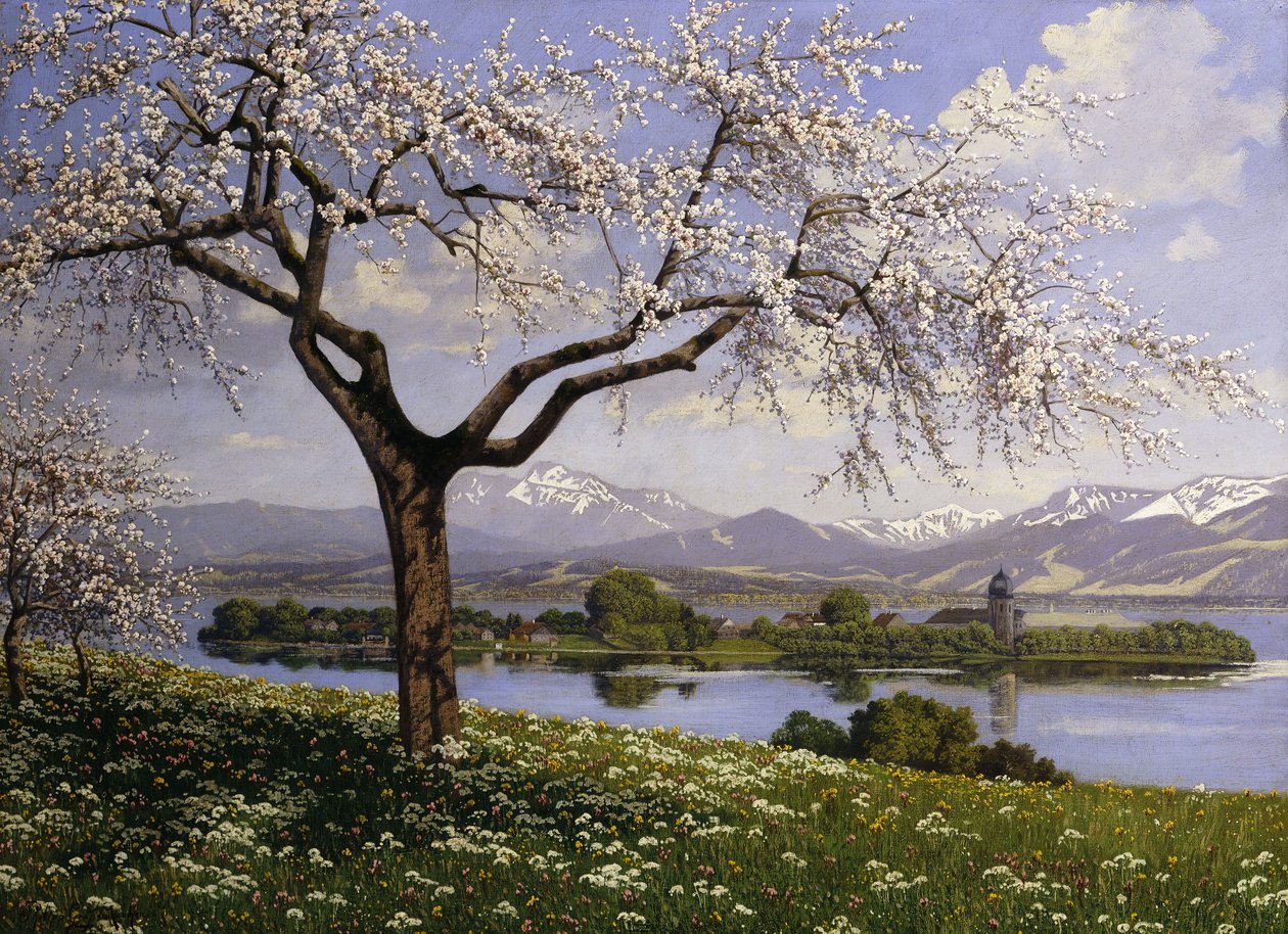Uma paisagem do lago da Baviera na primavera, de Paul Graf