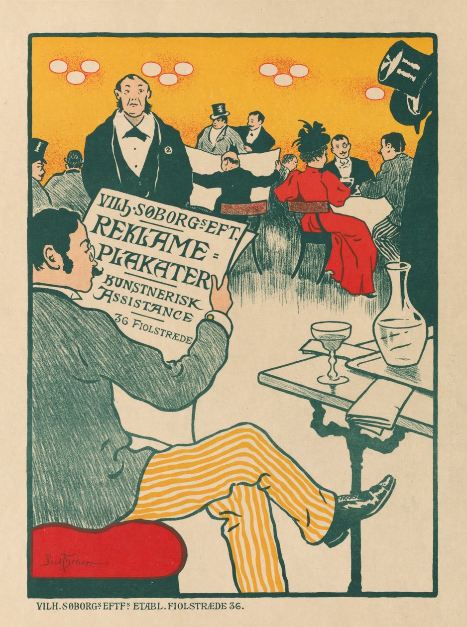 Mestres do Poster: Cartaz para Exposição de Cartazes Artísticos de Wilhelm Söborg , c. 1895. de Paul Gustav Fischer