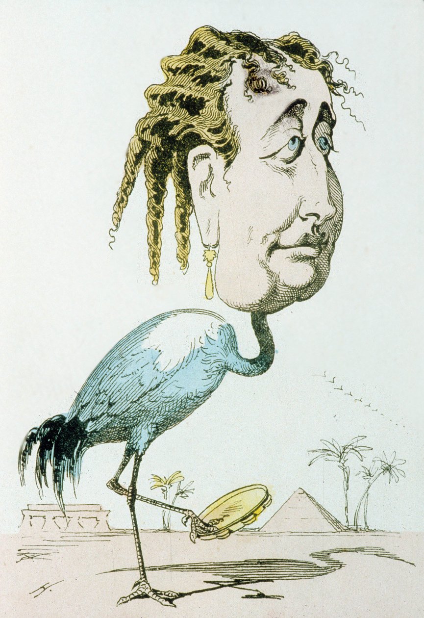Imperatriz Eugenie (1826-1920, nee Eugenia Maria de Montijo de Guzman) Esposa de Napoleão III, aqui como guindaste, caricatura de Paul Hadol aka White de "La menagerie imperiale de Paul Hadol