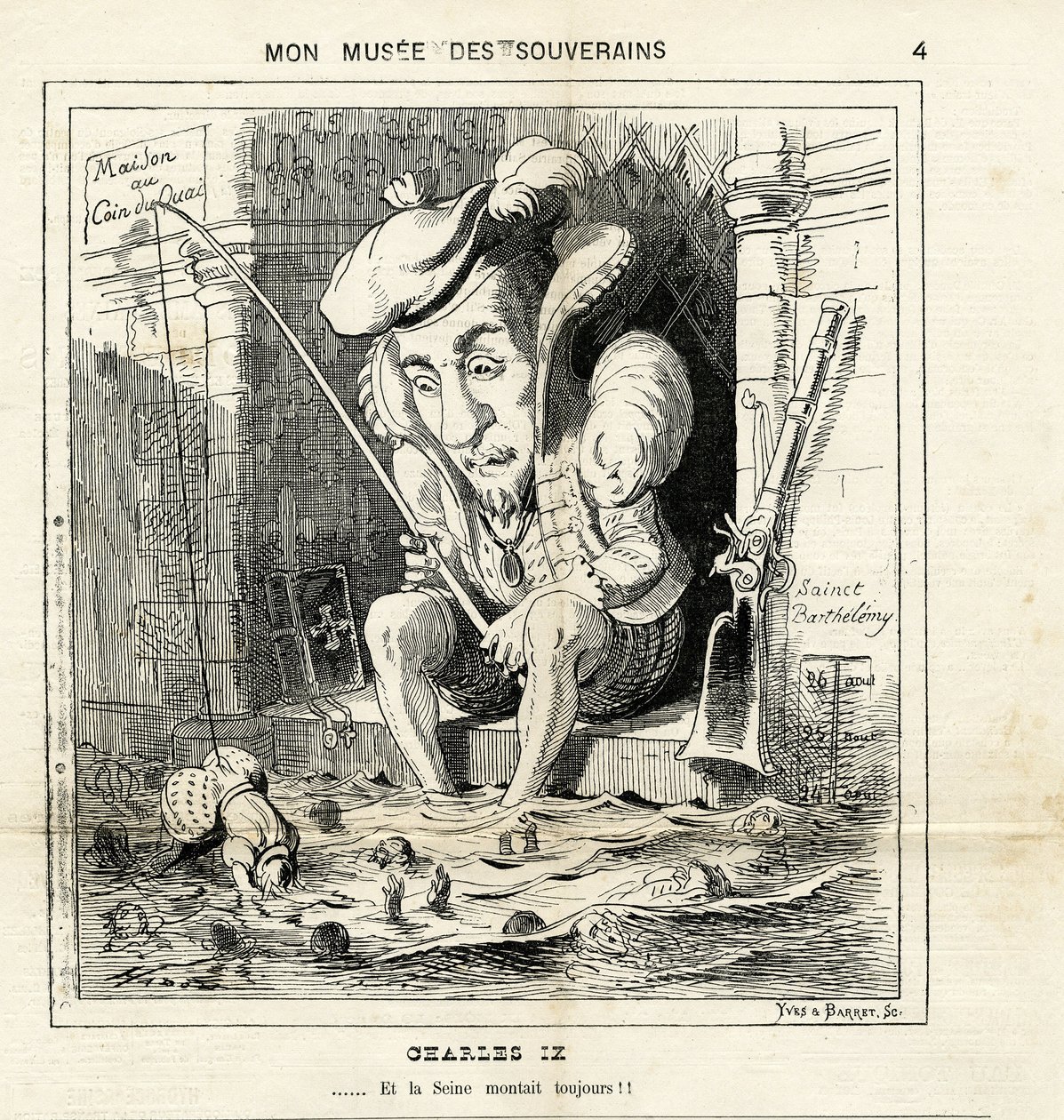 caricatura de Carlos IX em Le Charivari de Paul Hadol