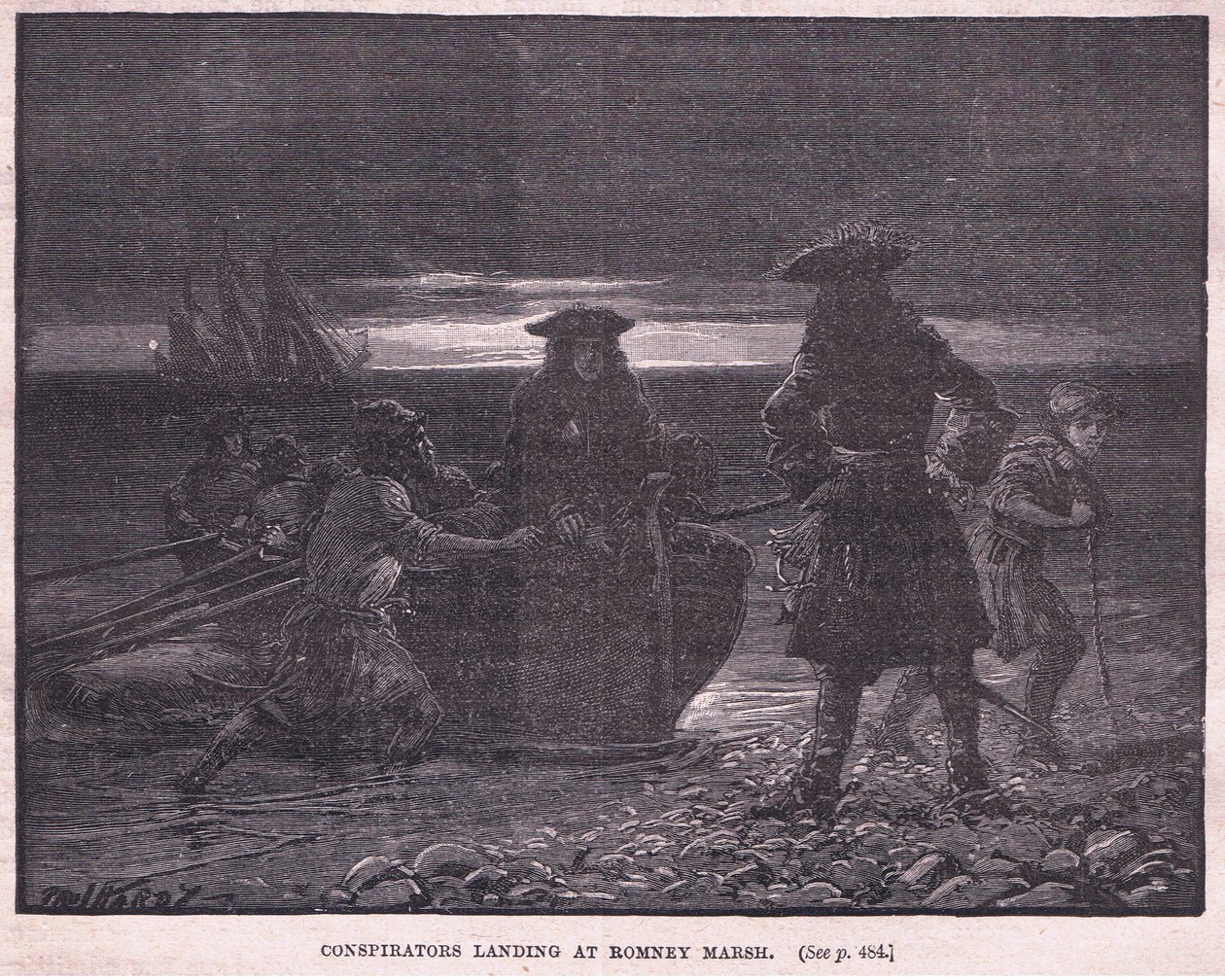 Conspiradores pousando em Romney Marsh AD 1696 de Paul Hardy