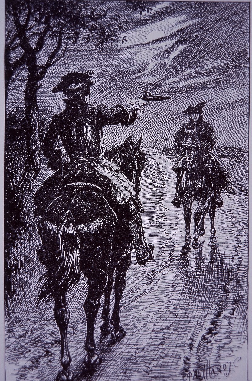 Dick Turpin encontro com o colega de estrada Tom King (gravura) de Paul Hardy