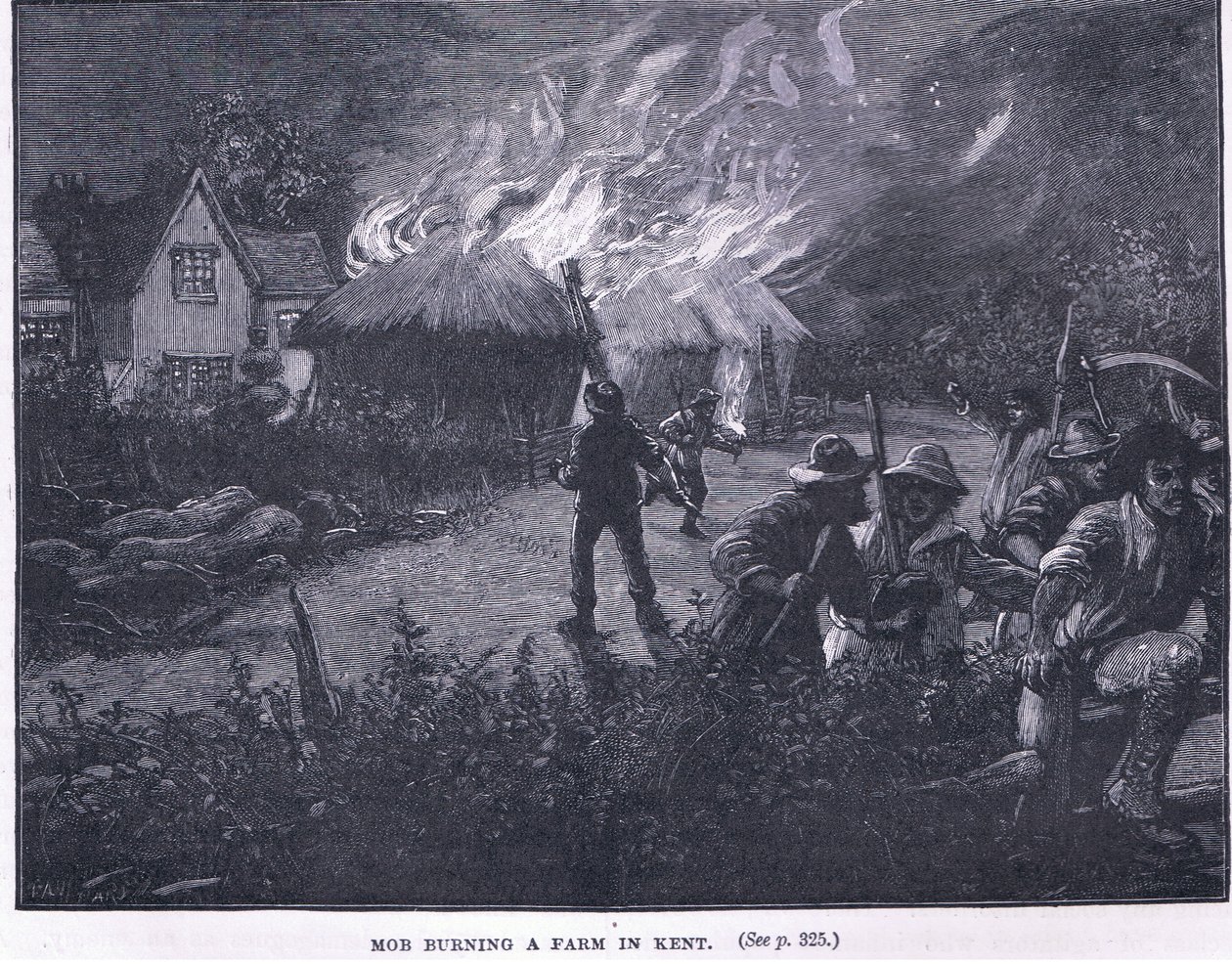 Multidão queimando uma fazenda em Kent em 1830 de Paul Hardy