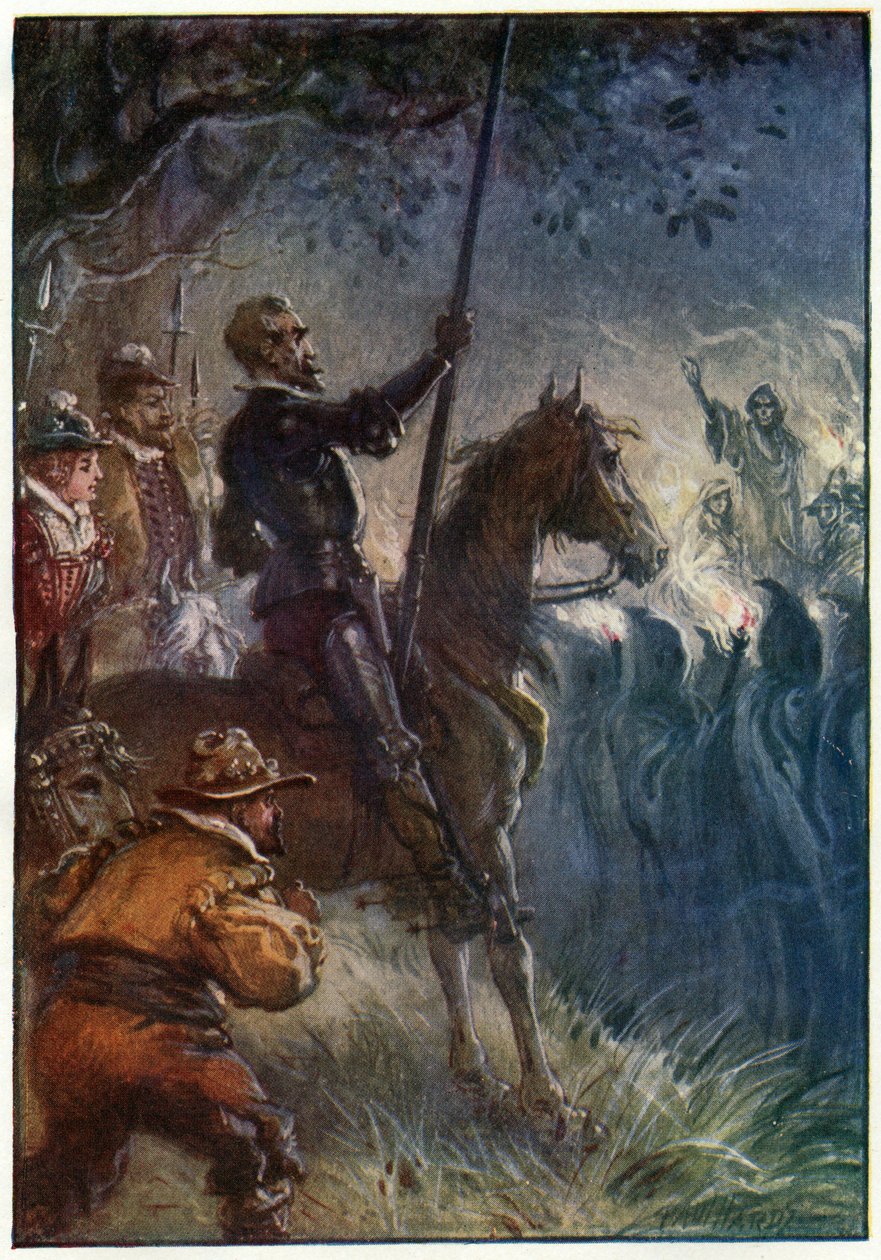 Em seguida, a figura do vestido levantou-se, ilustração de "As Aventuras de Dom Quixote", publicado por G. Bell und Sons, Ltd., 1911 de Paul Hardy