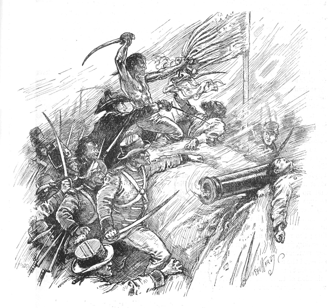 Eles se esforçaram para escalar o muralha, 1902 de Paul Hardy