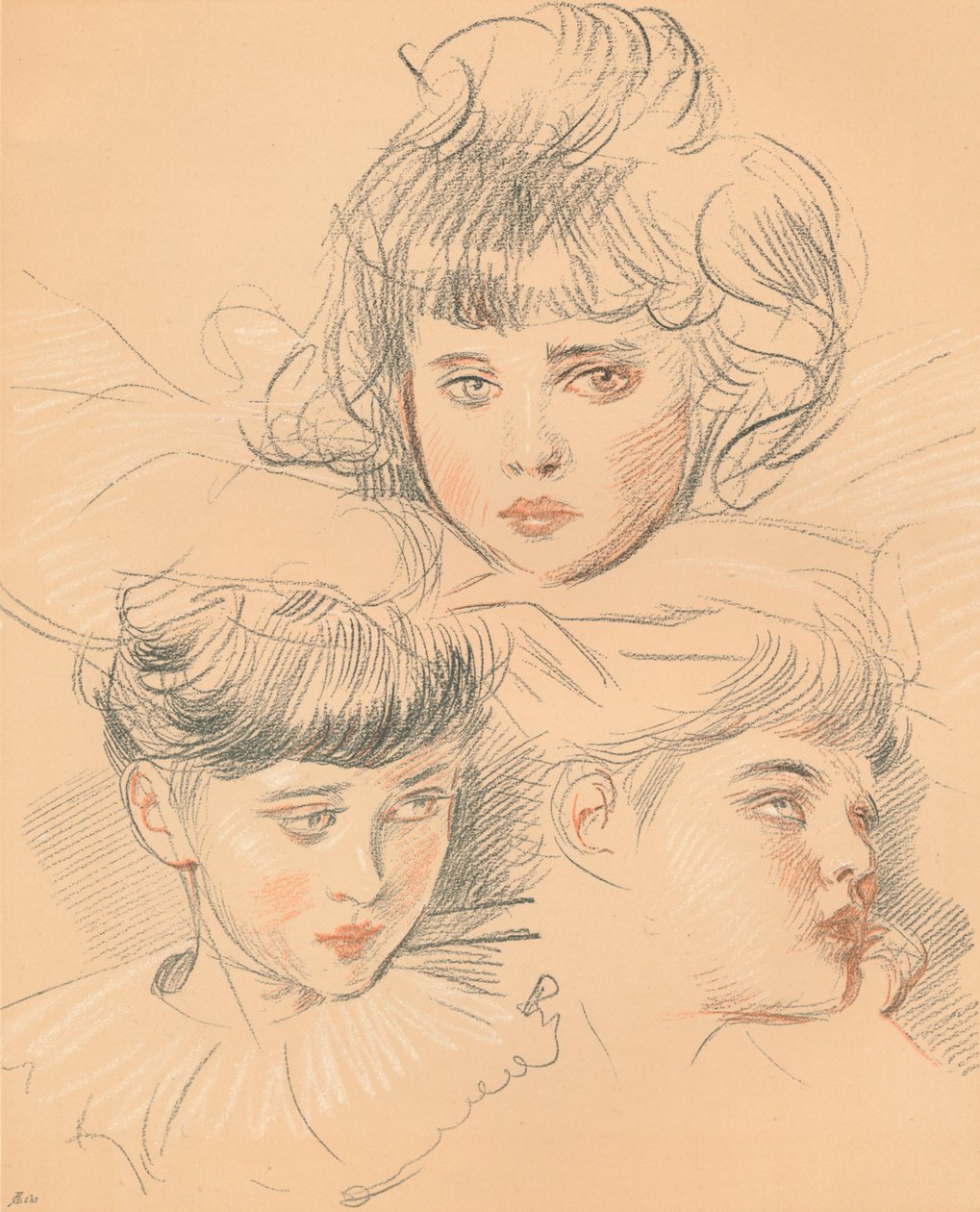 Um esboço para um retrato de crianças, c1897 de Paul Helleu