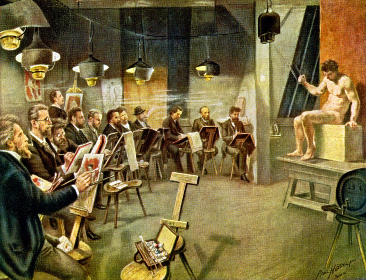 Estudantes de arte, c.1930 (ilustração) de Paul Heydel