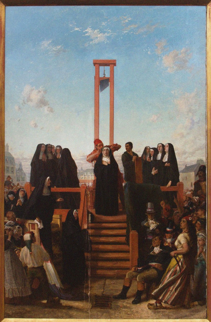 Guilhotina. Os Carmelitas de Compiègne, primeira metade do século XIX.. de Paul Delaroche