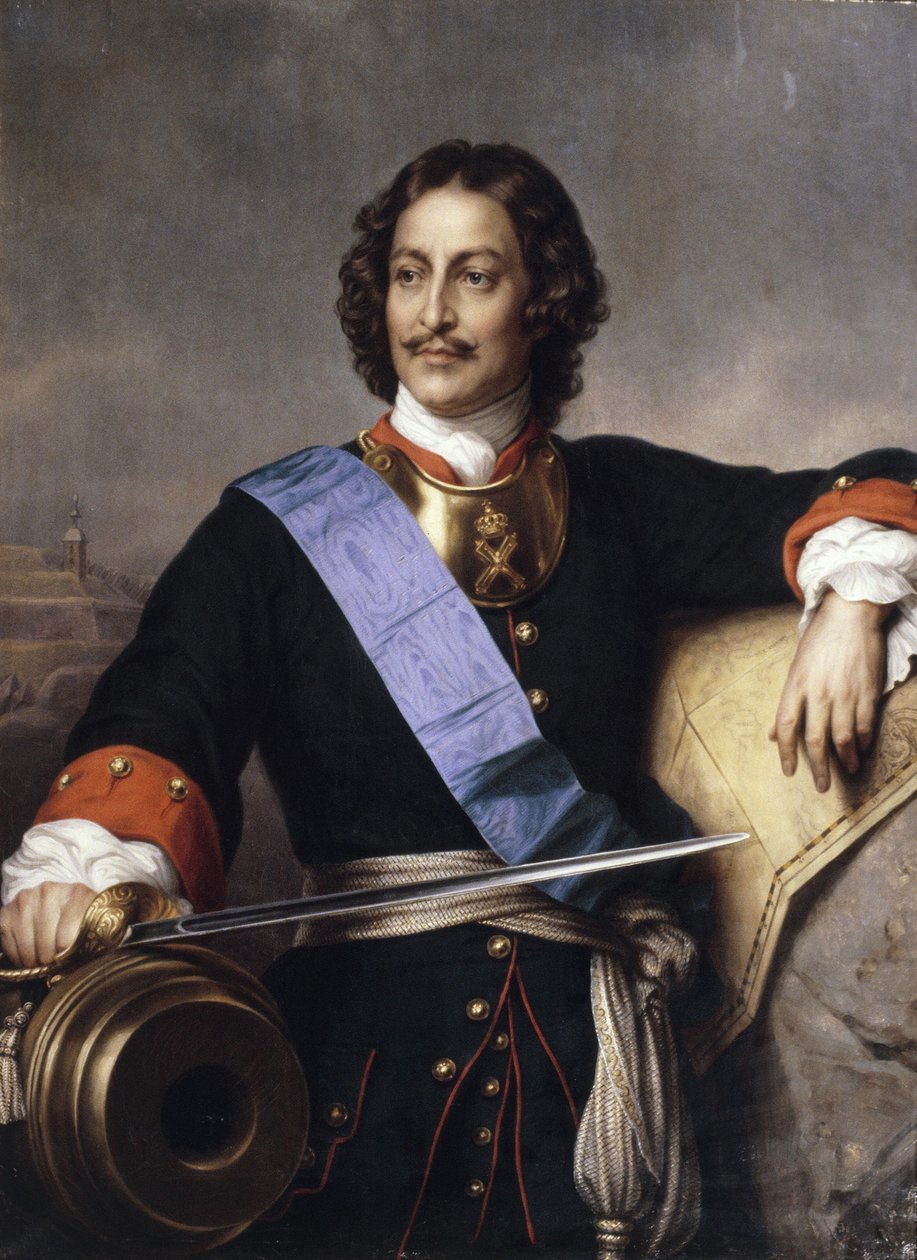 Retrato do Imperador Pedro I, o Grande 1672-1725 de Paul Delaroche