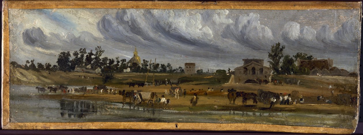 Margens do Sena na barrière de la Cunette, perto do Champ-de-Mars (1820), em 1820 (pintura) de Paul Huet