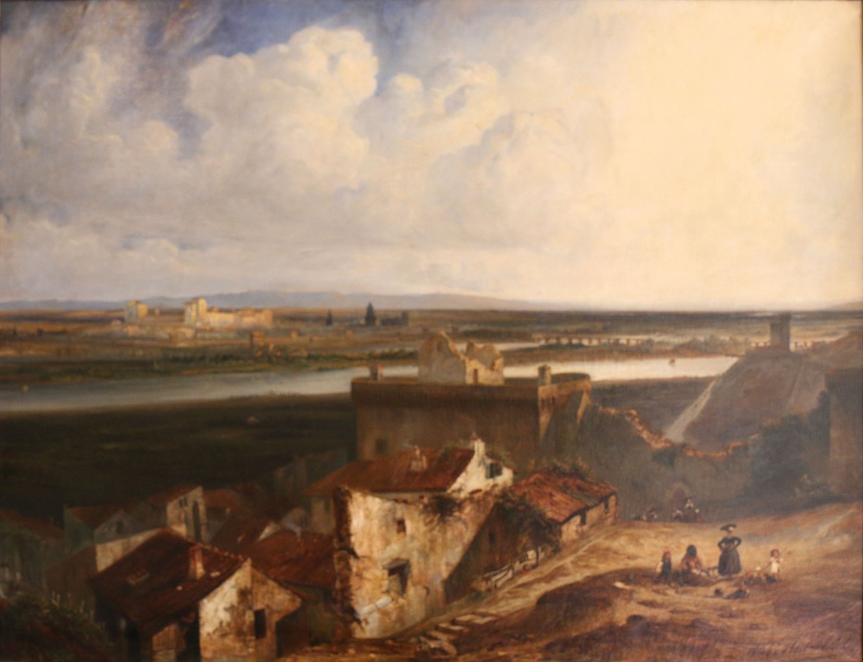 Vista geral de Avignon e Villeneuve-les-Avignon, tirada de dentro de Fort Saint-Andre de Paul Huet