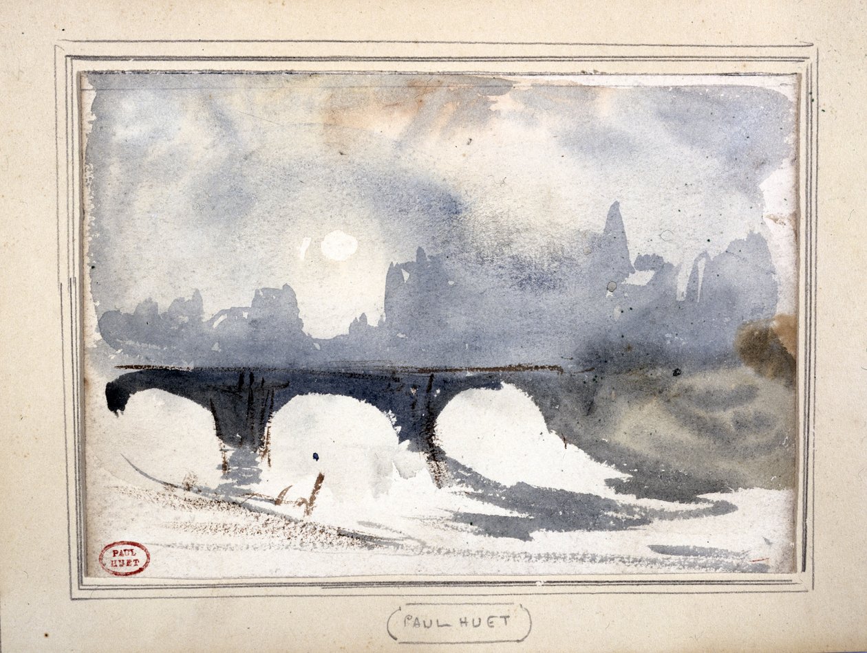 Manhã de inverno perto da Pont Neuf de Paul Huet