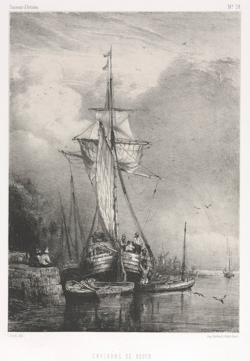 Lembranças d Artistes No. 78: Seis fuzileiros navais: Arredores de Rouen, 1832. de Paul Huet