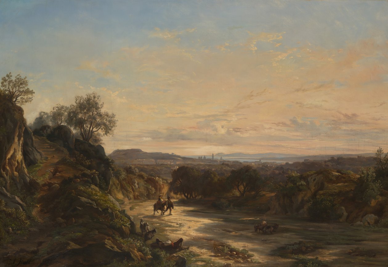 Na estrada para Nice, por volta de 1844. de Paul Huet