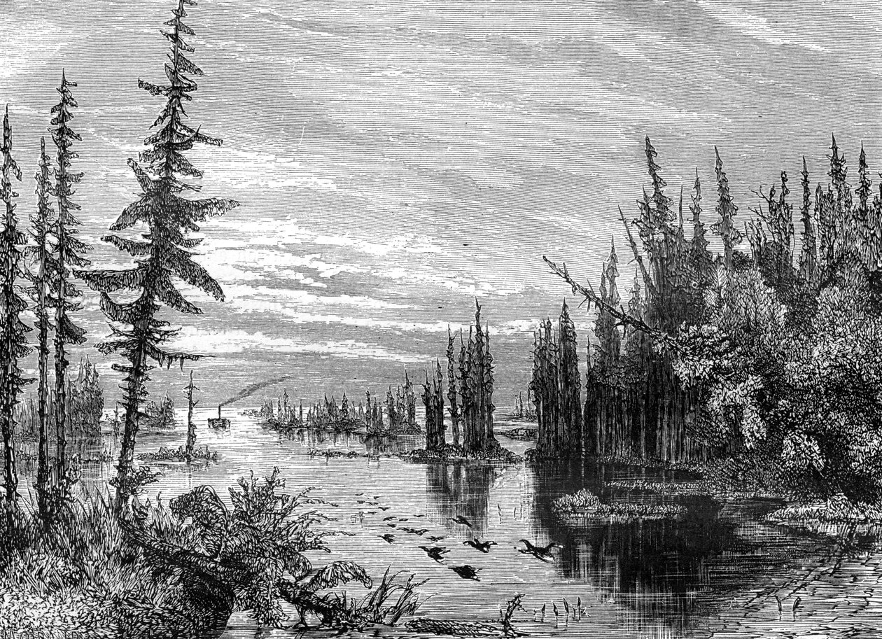 Região de mil ilhas, Ontário, Canadá, século XIX. de Paul Huet