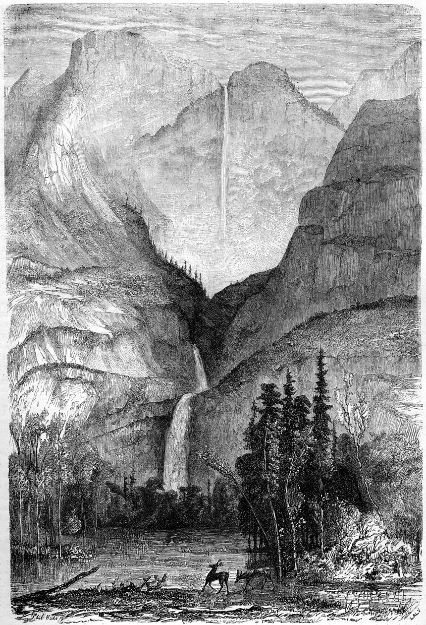 Yosemite Falls, Califórnia, século XIX. de Paul Huet