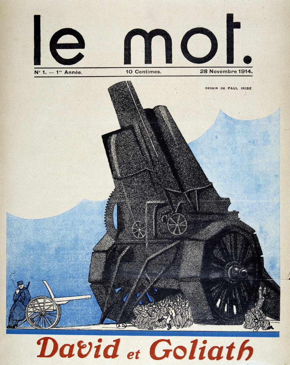 David e Golias: comparação entre a artilharia francesa e alemã - Por Paul Iribe, em "Le Mot" de 28/11/1914 de Paul Iribe