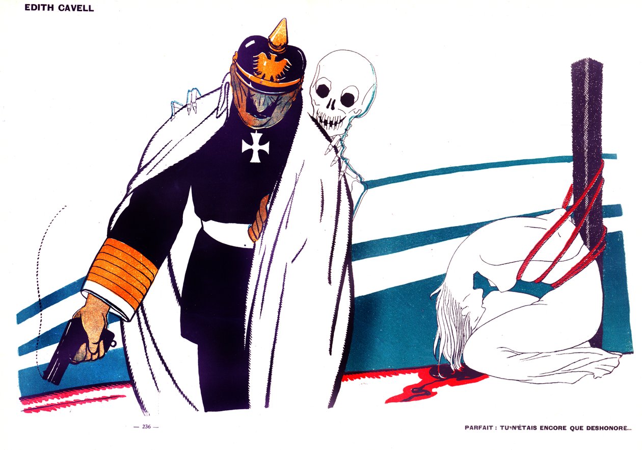 Morte dizendo ao Kaiser Wilhelm que ele é desonrado pelo assassinato de Edith Cavell, 13 de abril de 1916 de Paul Iribe