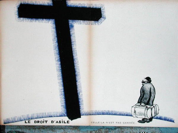 A Cruz Cristã e o Direito de Asilo, ilustração de "Parlons Francais de Paul Iribe