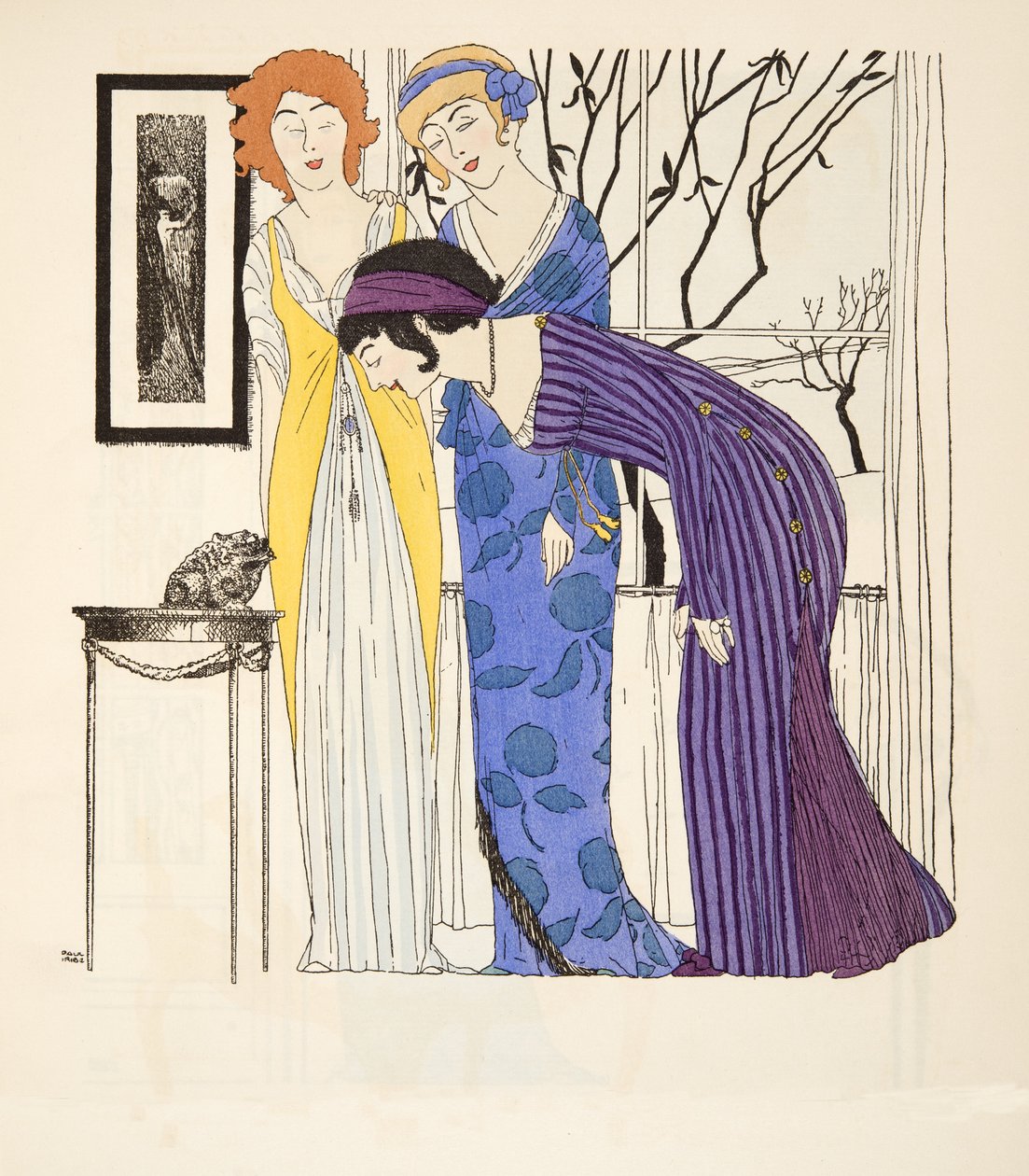 Três linha império vestidos de The Dresses of Paul Poiret pub. 1908 (estêncil) de Paul Iribe