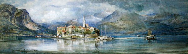Isola Pescatori (aguarela e corpóreos sobre papel) de Paul Jacob Naftel