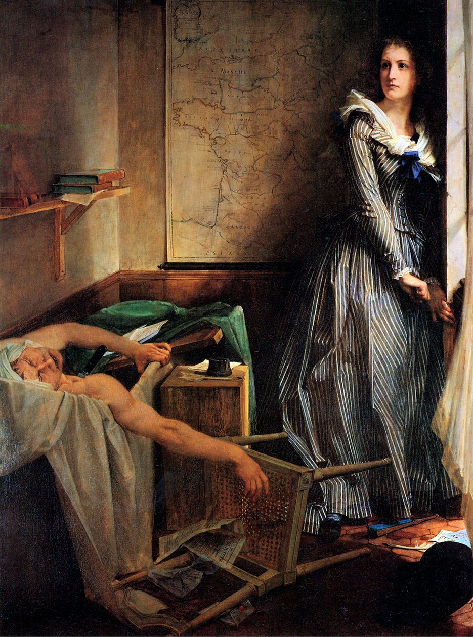 Charlotte Corday após o assassinato de Marat, 1861. de Paul Jacques Aimé Baudry