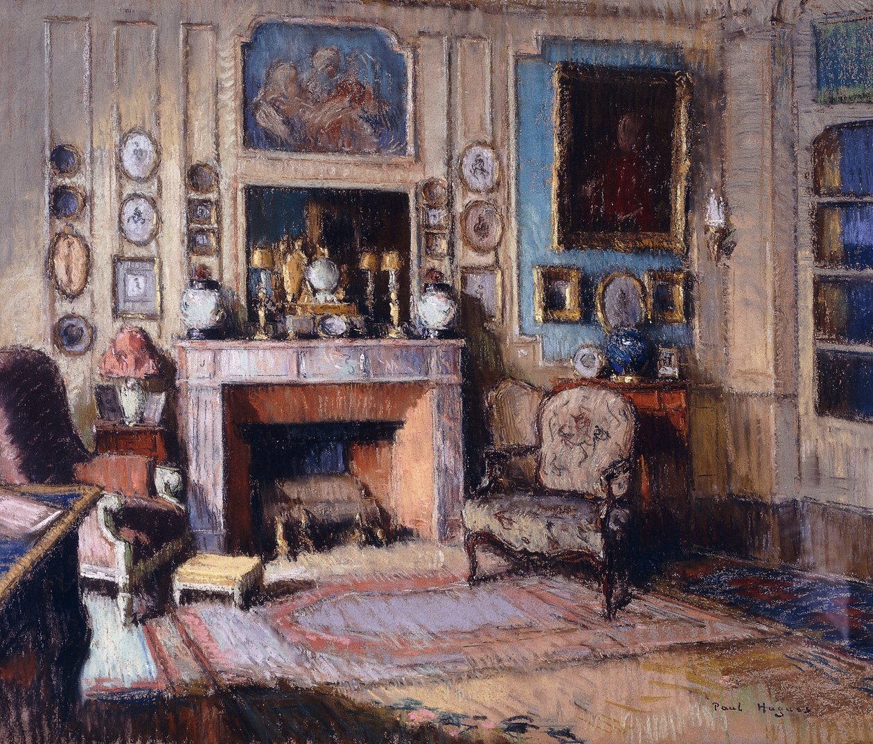 Um interior de uma sala de desenho (pastel) de Paul Jean Hugues