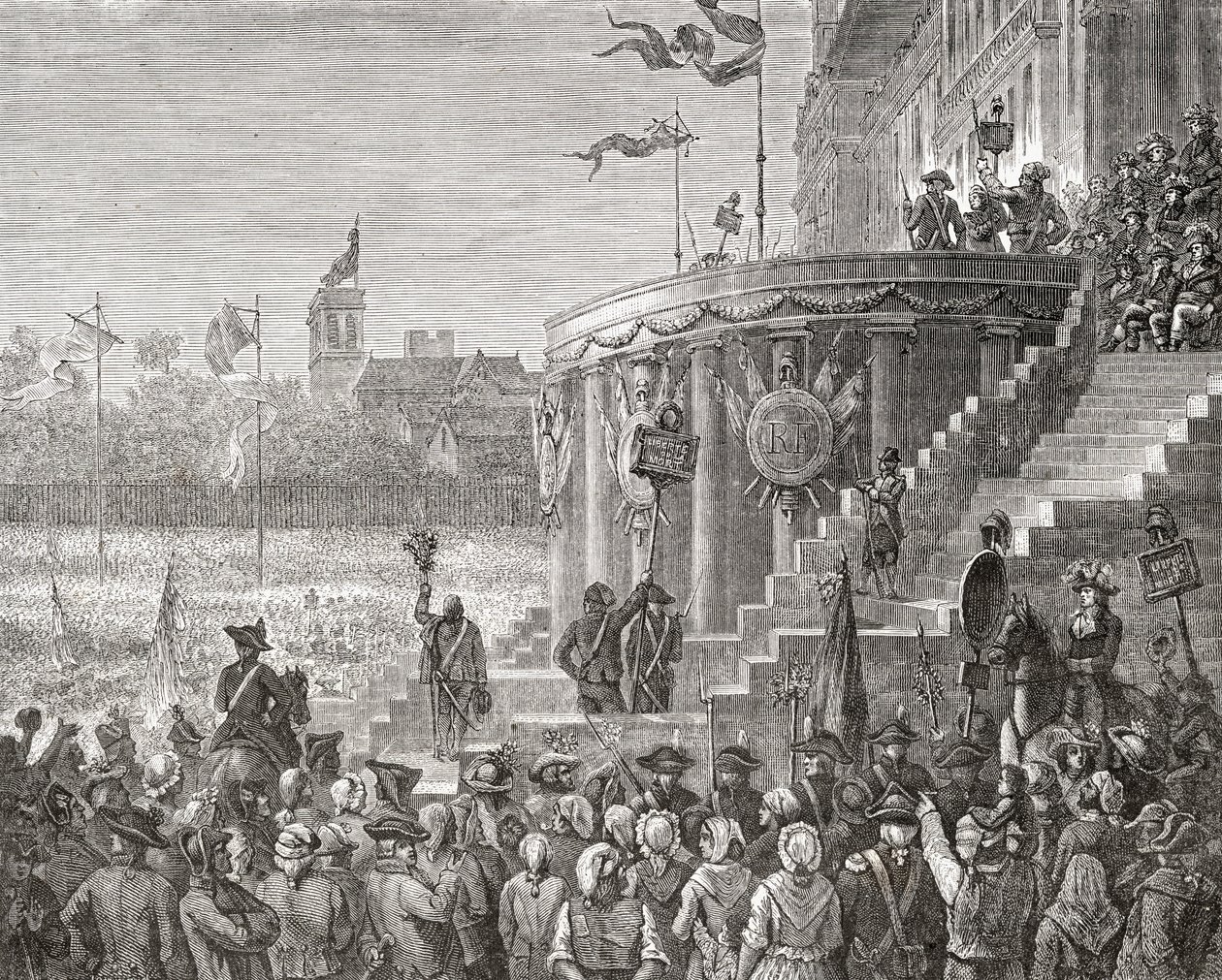 Celebração do Ser Supremo, 8 de junho de 1794, de "Histoire de la Revolution Française" de Louis Blanc (1811-82) 1847-1862 de Paul Jonnard
