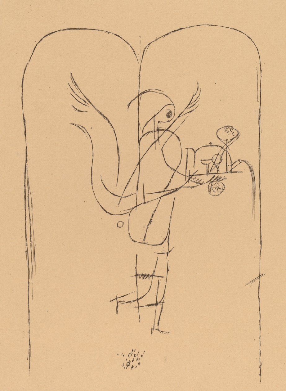 Um gênio serve um pequeno café da manhã Um gênio serve um pequeno café da manhã, 1920. de Paul Klee