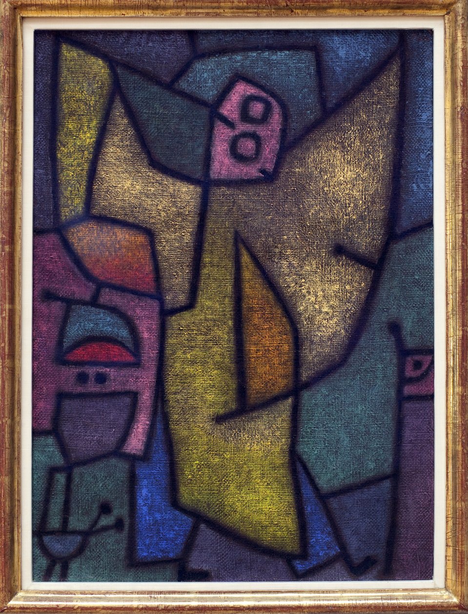 Angelus militans. Pintura de Paul Klee (1879-1940), óleo, desenho no detrempe sobre juta, sobre um fundo de cola de Paul Klee