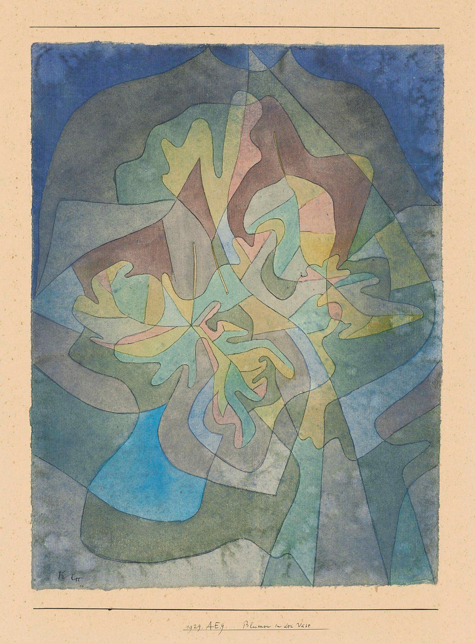 Blumen in der Vase Flores no vaso, 1929. de Paul Klee