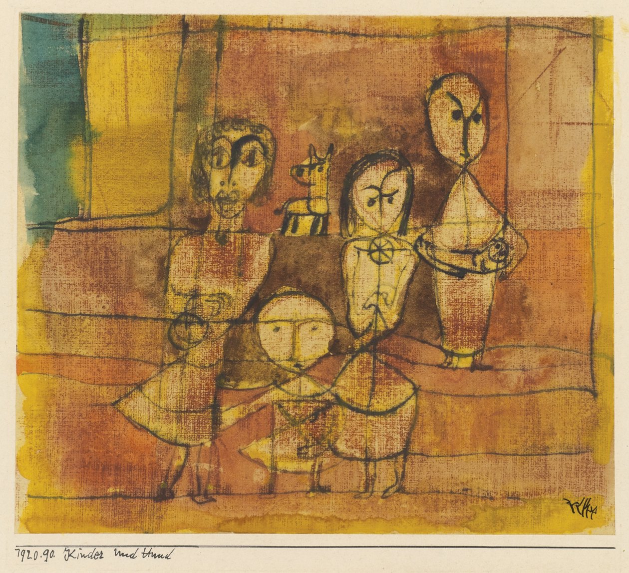 Filhos e cachorro, 1920 de Paul Klee
