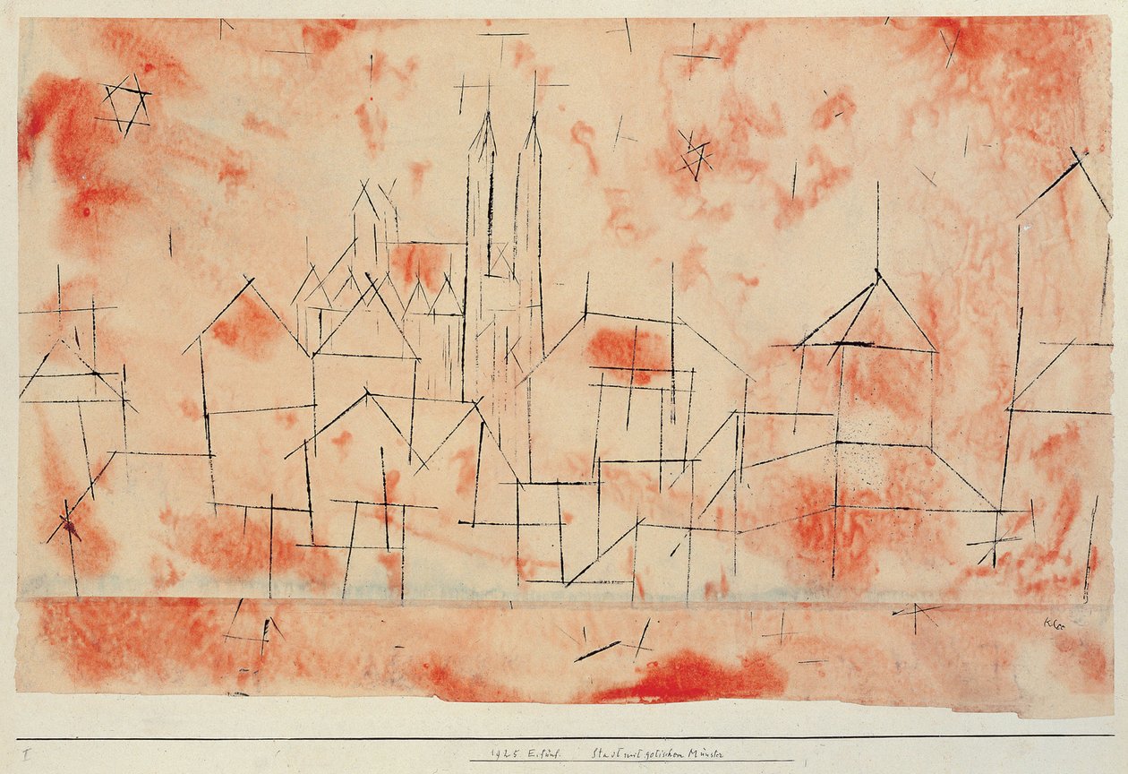 Cidade com catedral gótica Cidade com catedral gótica, 1925. de Paul Klee