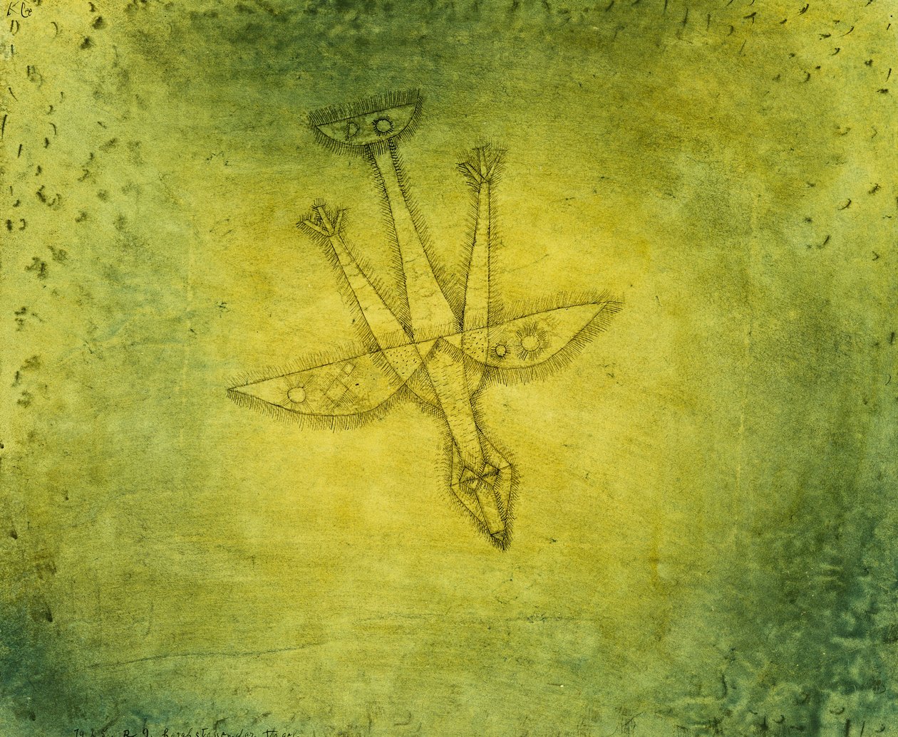 Down the More Trouble Bird; Herabstossender Vogel de Paul Klee