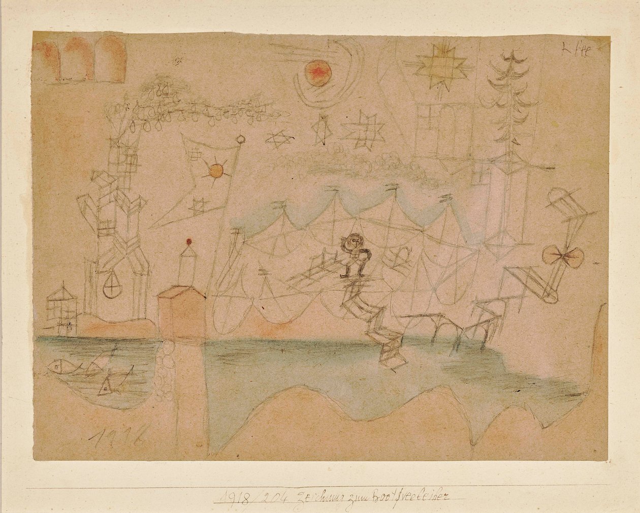 Desenho para o aluguel do barco, 1918. de Paul Klee