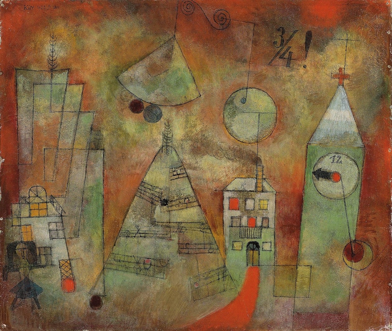 Hora Fatalful Hour at Quarter to Twelve; Hora Fateful Hour at Three-Tree-Trimarters of Twelve de Paul Klee