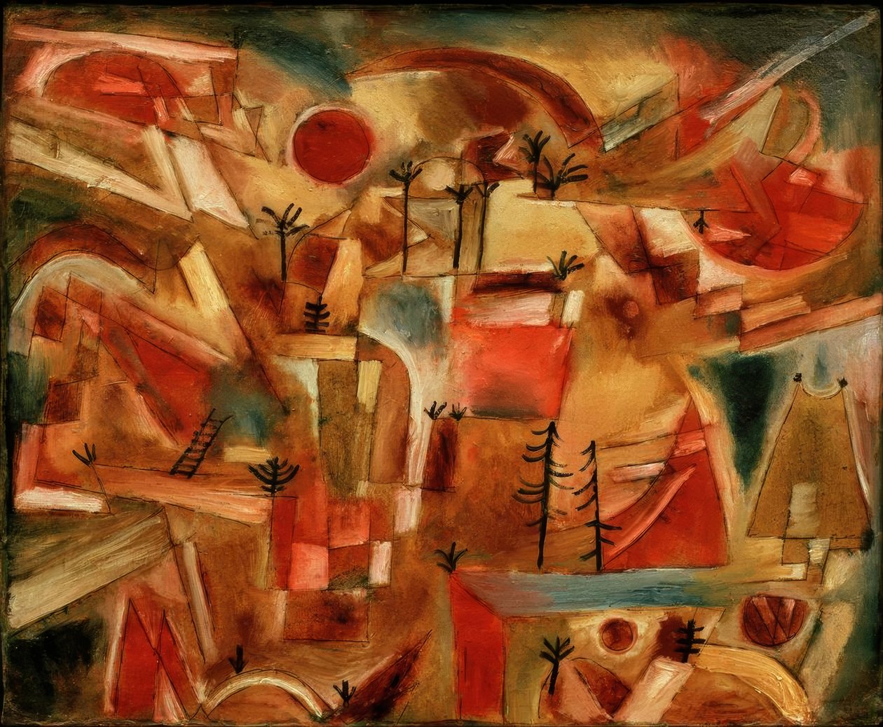 Paisagem rochosa (com palmeiras e abetos) de Paul Klee