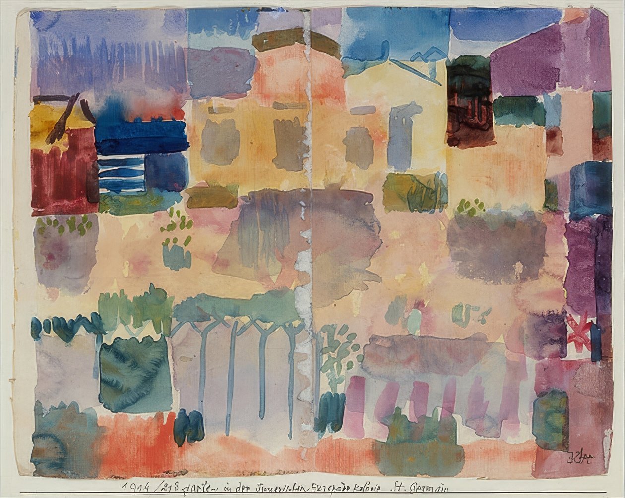 Jardim em St. Germain, o bairro europeu perto de Tunis. 1914 de Paul Klee