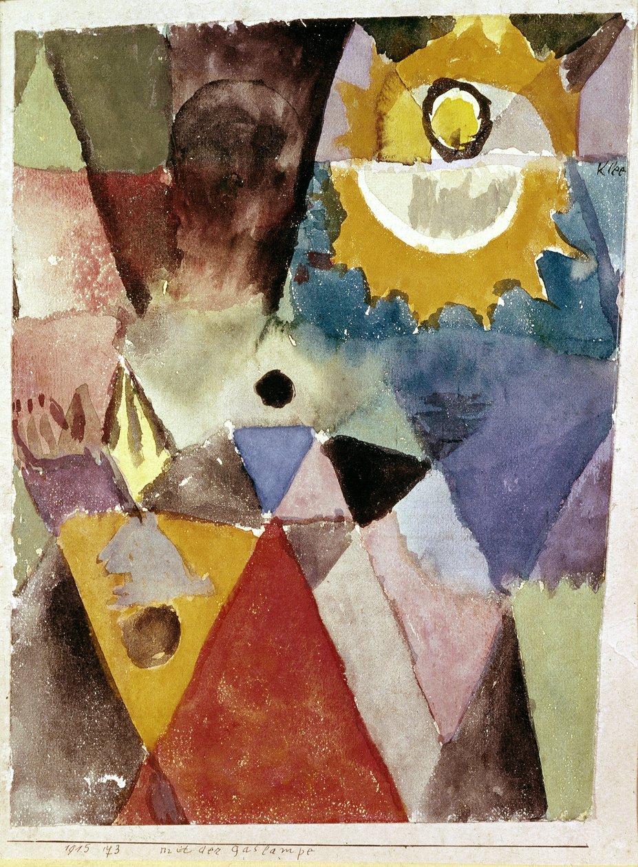 Em frente da lâmpada a gás - Aguarela de Paul Klee