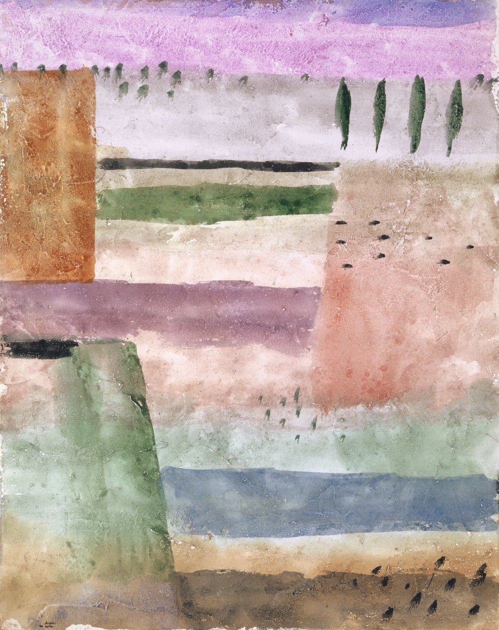 Paisagem com álamos, 1929. de Paul Klee